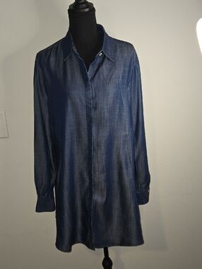 Foxcroft Indigo Chambray Shirt Dress
